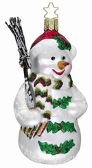 Holly Jolly Snowman Ornament by Inge Glas of Germany