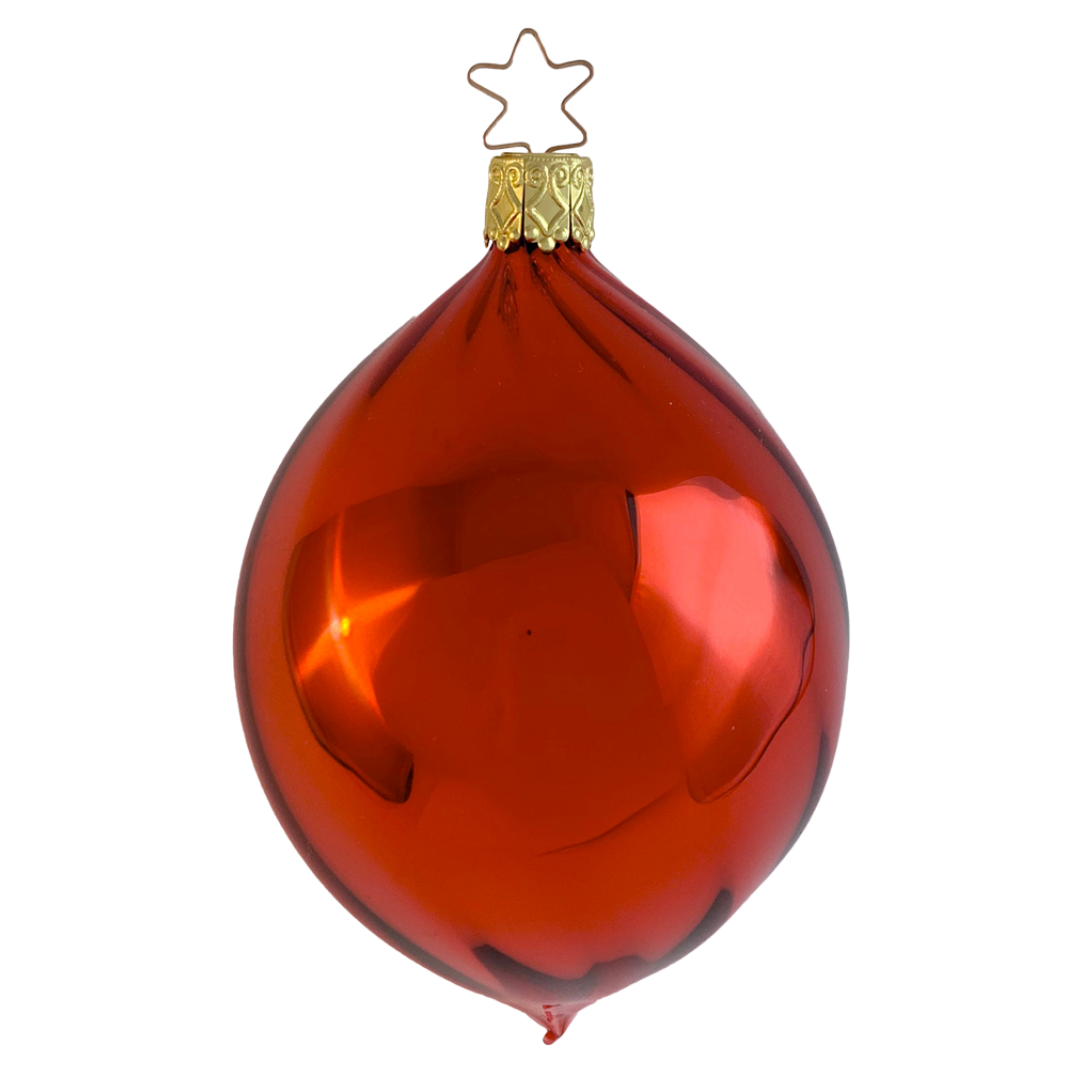 Mercury Glass Olive, red, shiny by Inge Glas of Germany