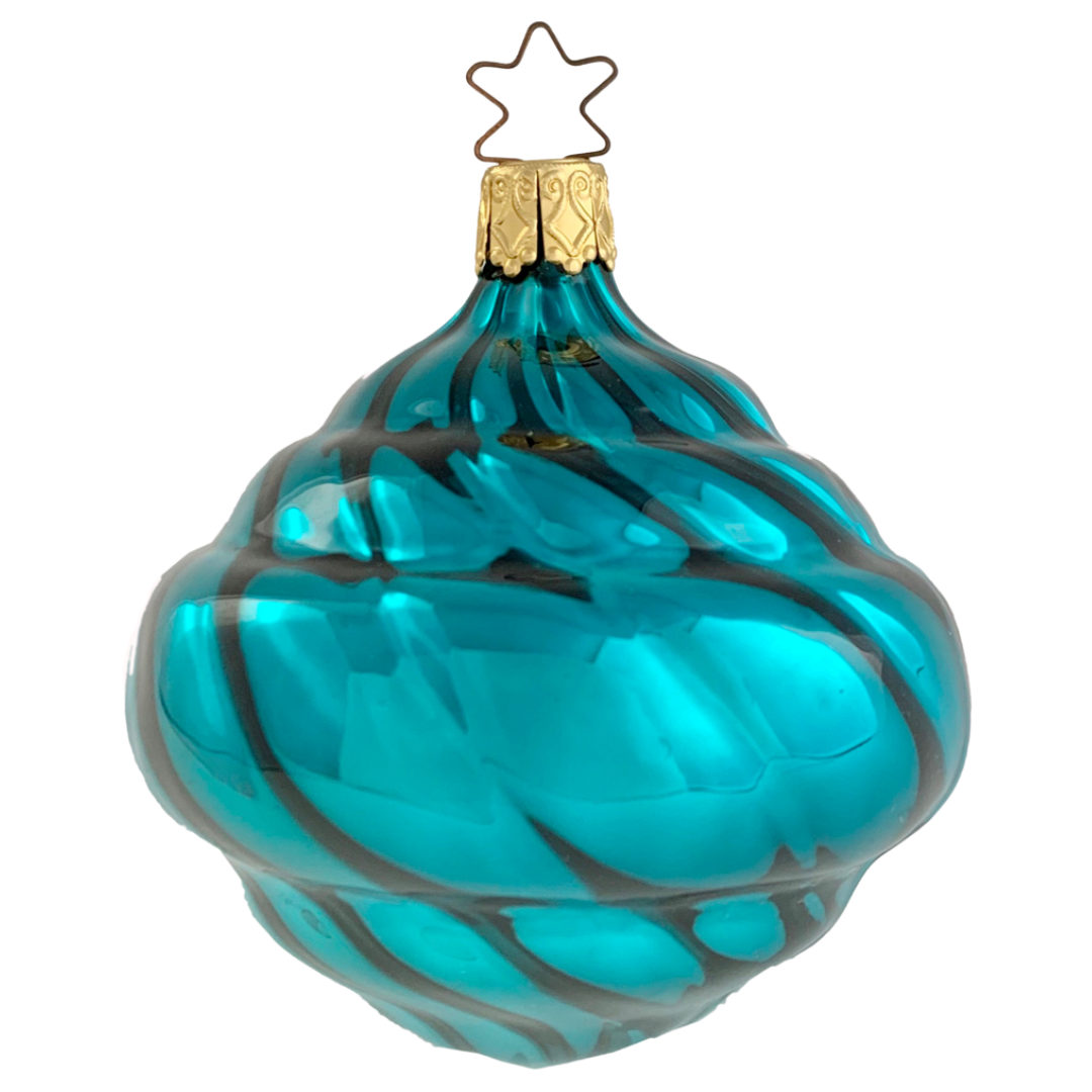 Mercury Glass Shell, teal, shiny by Inge Glas of Germany