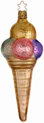 Quadruple Scoop Ice Cream Cone Ornament by Inge Glas of Germany