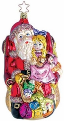 Little Girl Meeting with Santa Ornament by Inge Glas of Germany