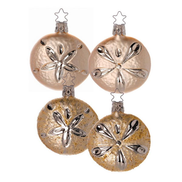 Assorted Ocean Sand dollar Ornaments by Inge Glas of Germany in Neustadt by Coburg