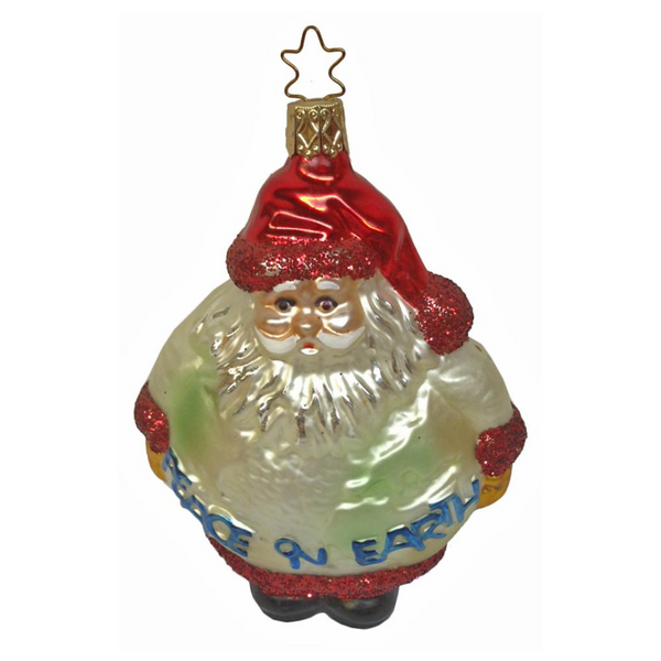 Peace On Earth Santa Ornament by Inge Glas of Germany