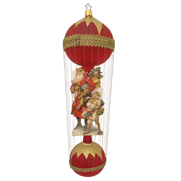 Victorian Santa on Balloon, red by Inge Glas of Germany