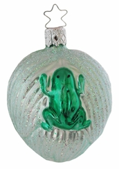 Frog on Lily Ornament by Inge Glas of Germany