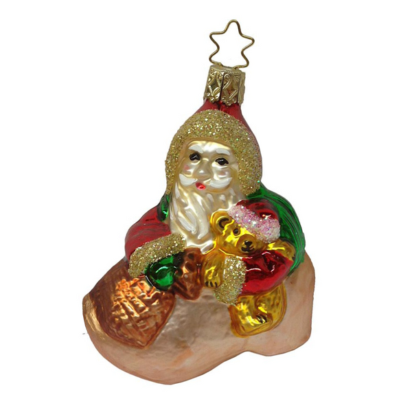 Cozy in Clog, Santa Ornament by Inge Glas of Germany