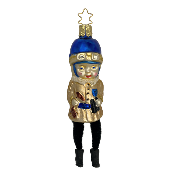 Pilot with Chenille Legs Ornament by Inge Glas of Germany