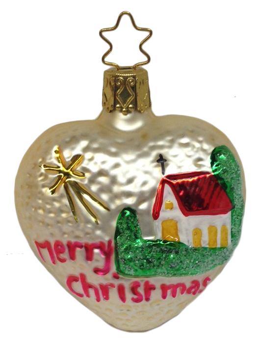 Merry Christmas Heart Ornament by Inge Glas of Germany