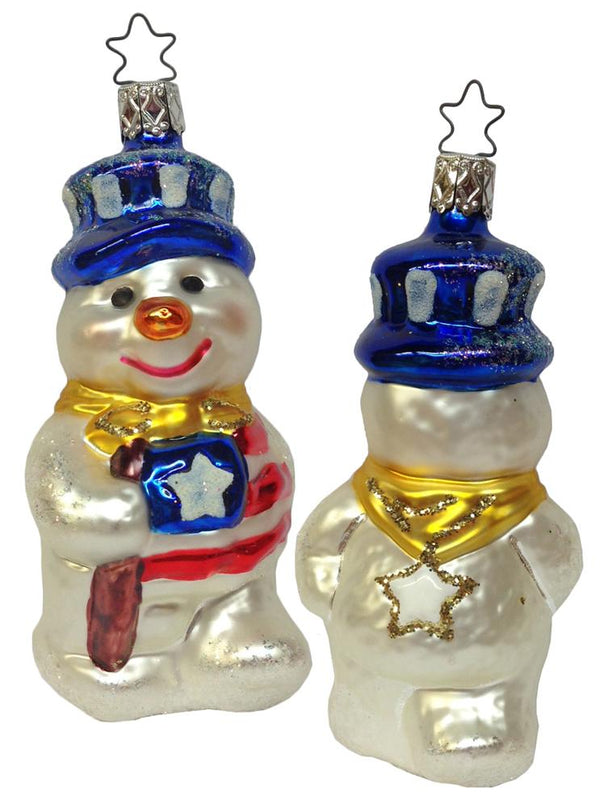 Snowfelt Thanks Snowman Ornament by Inge Glas of Germany
