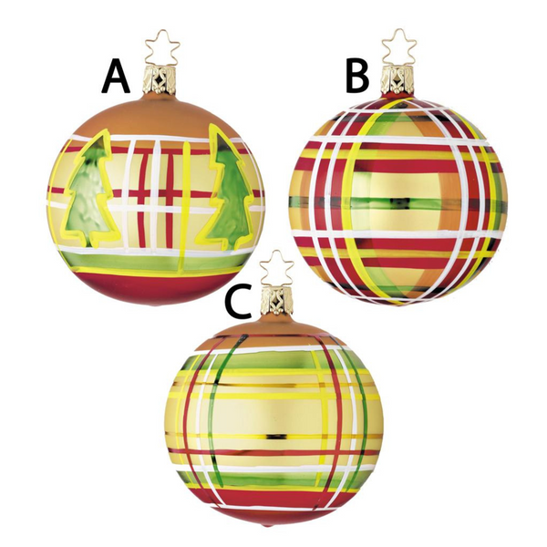 Plaid Ball with Tree Ornament by Inge Glas of Germany
