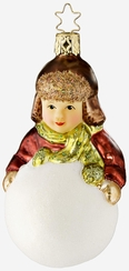 Big Dreams, Boy on Snowball - Life Touch Ornament by Inge Glas of Germany