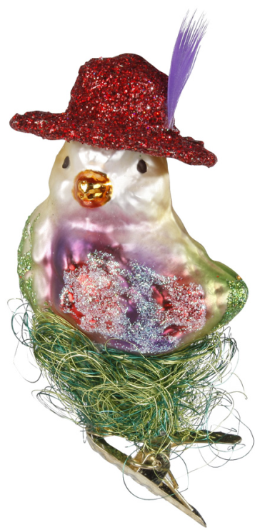 Red Hatter, Bird Ornament by Inge Glas of Germany