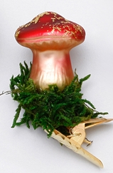 Festive Forest Mini Mushroom Flat Hat Ornament by Inge Glas of Germany