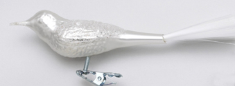 White Glistening Chill Bird Ornament by Inge Glas of Germany