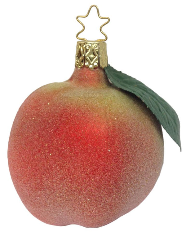 Frosted Red and Green Apple Ornament by Inge Glas of Germany
