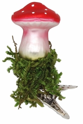 Mini Alpine Luck, Flat Top Clip On Mushroom Ornament by Inge Glas of Germany
