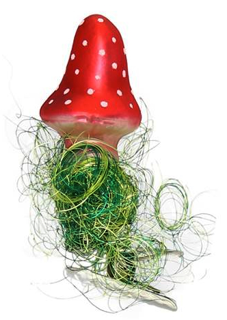 Mini Alpine Luck, Tall Top Clip On Mushroom Ornament by Inge Glas of Germany
