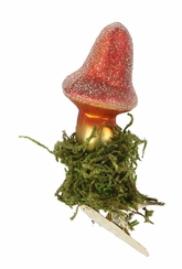Mini Tall Top Clip On Mushroom Ornament by Inge Glas of Germany