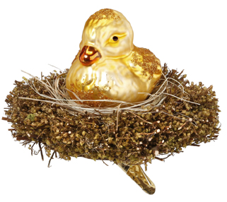 Resting Waterfowl, Baby Duck in Nest Ornament by Inge Glas of Germany