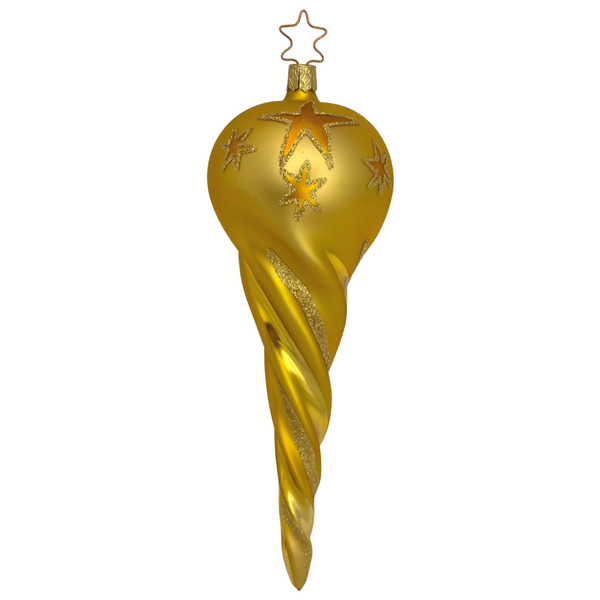 Large gold icicle with gold stars by Inge Glas of Germany