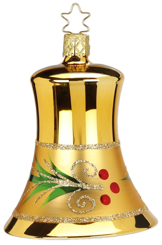 Evergreen Bell, Gold Ornament by Inge Glas of Germany