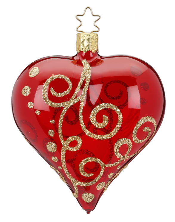 Milan Heart, red shiny transparent by Inge Glas of Germany
