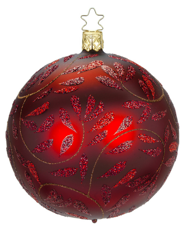 Delights Ball, bordeaux matte, 10cm, by Inge Glas of Germany