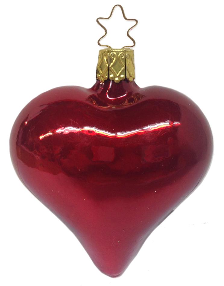 Mercury Glass Heart, deep red, shiny by Inge Glas of Germany