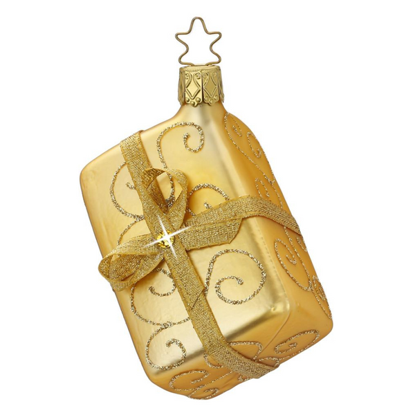 Big Golden Gift Ornament by Inge Glas of Germany