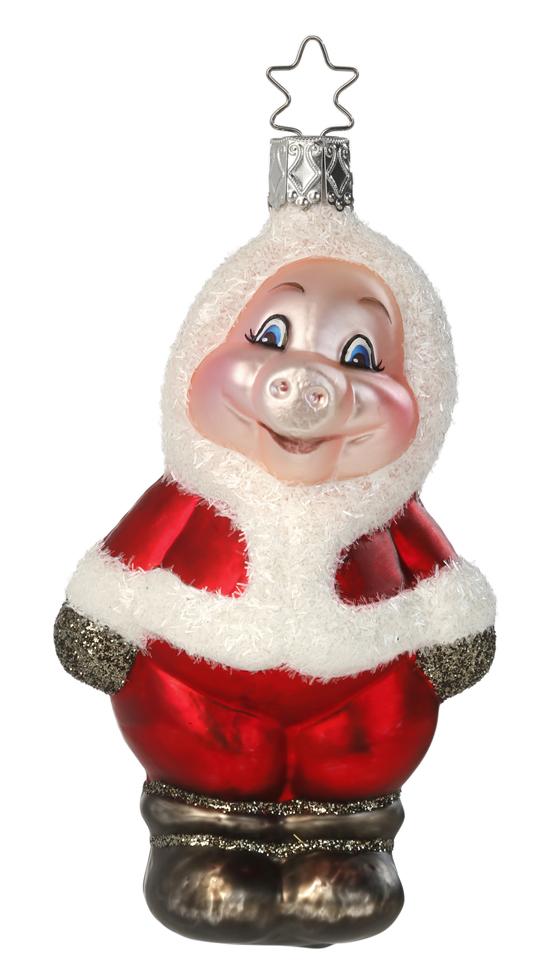 Santa Schwein Ornament by Inge Glas of Germany