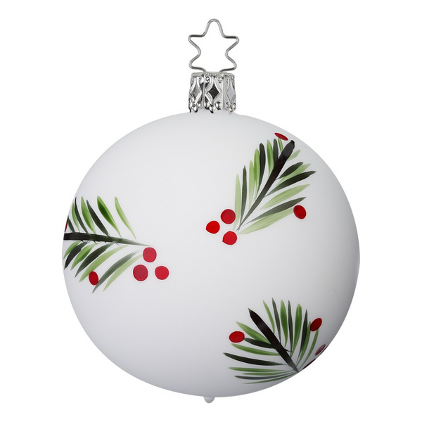 Fir Branches on Porcelain matte Ball by Inge Glas of Germany