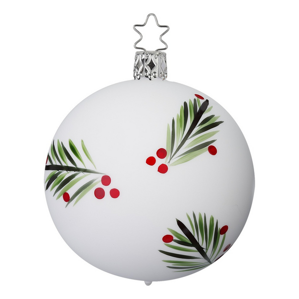 Fir Branches Ball, porcelain white, 8cm by Inge Glas of Germany