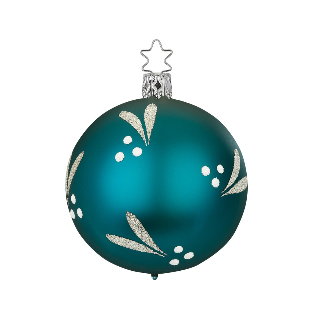 Snow Berries Ball, blue-green matte, 8cm by Inge Glas of Germany