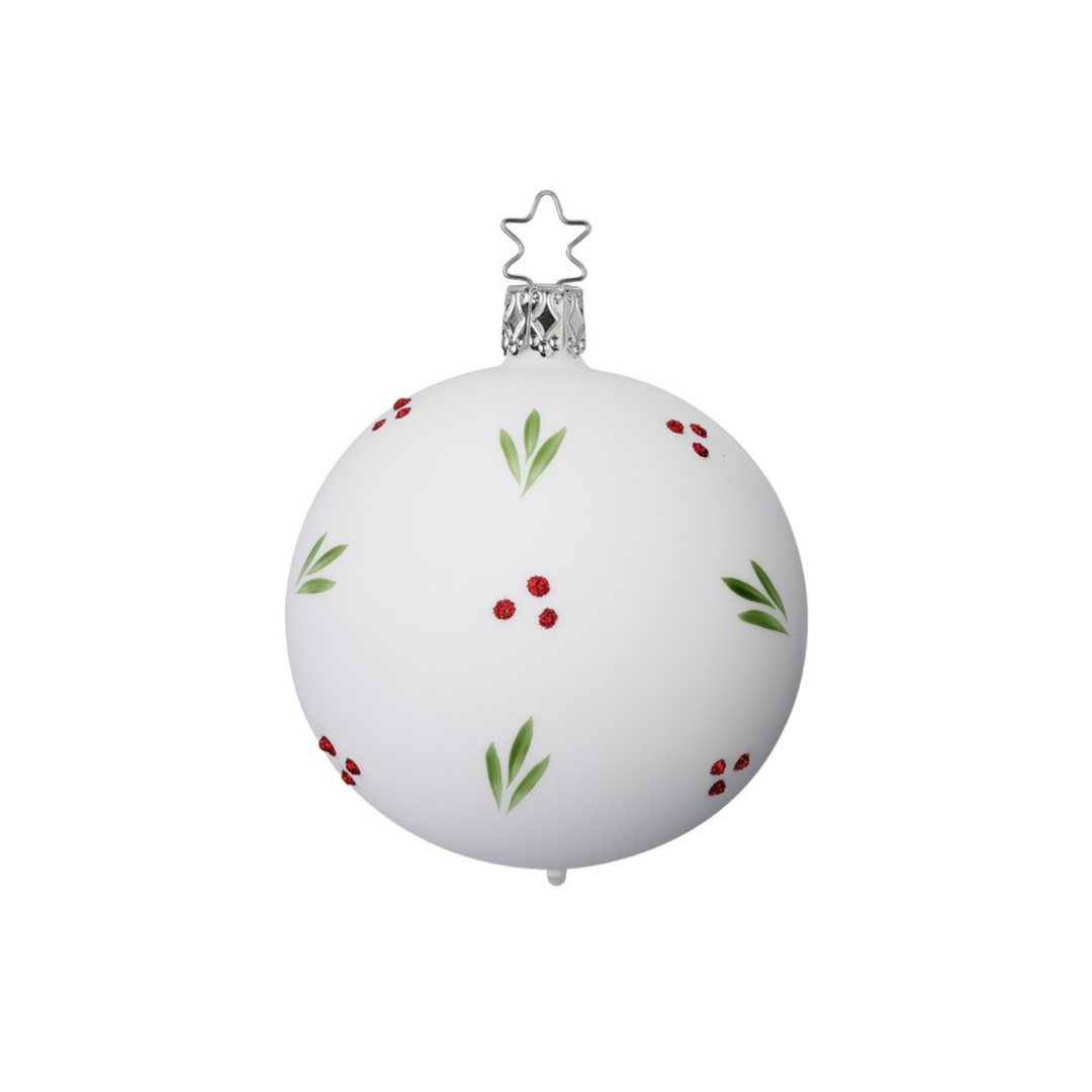 Mistletoes Ball, porcelain white matte, 6cm by Inge Glas of Germany