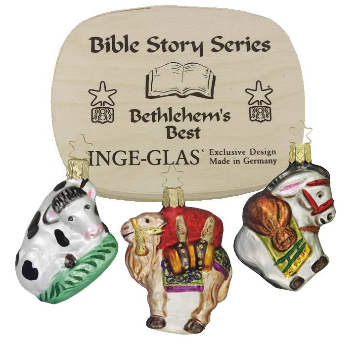 Bethlehem's Best, 3 Piece Boxed Ornament Set, Bible Story Series by Inge Glas of Germany