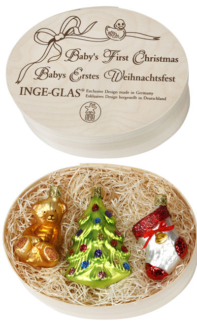 Baby's First Christmas 3rd Edition, 3 Piece Boxed Ornament Set by Inge Glas of Germany