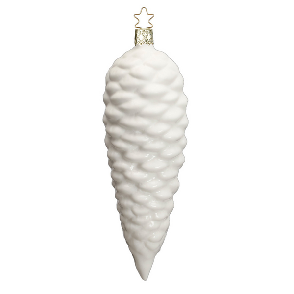 White Frosted Pine Cone Ornament by Inge Glas of Germany
