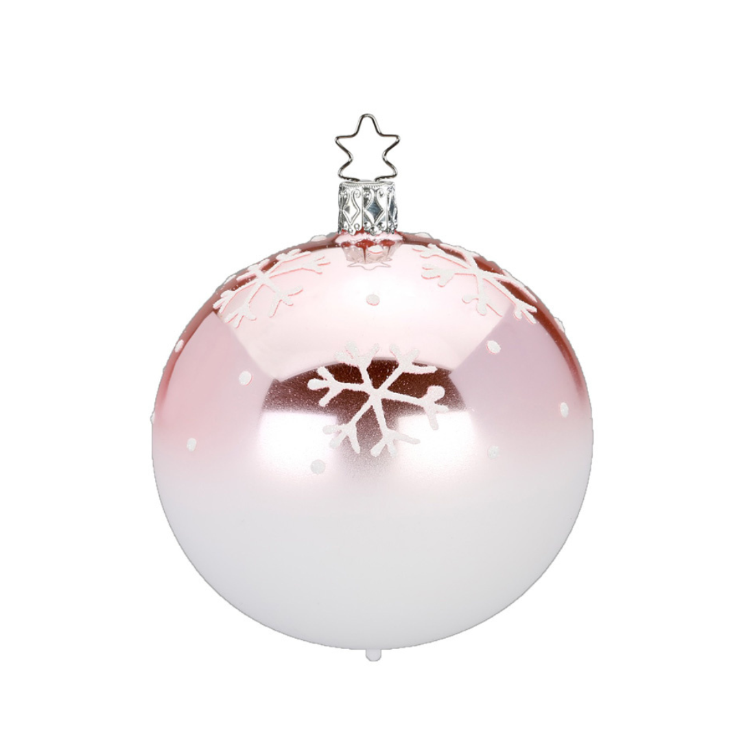 Snow Crystal Ball, pink, 8cm by Inge Glas of Germany