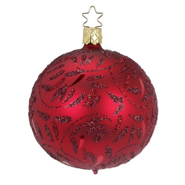 Delights Ball Ornament, Dark Red, Large by Inge Glas of Germany
