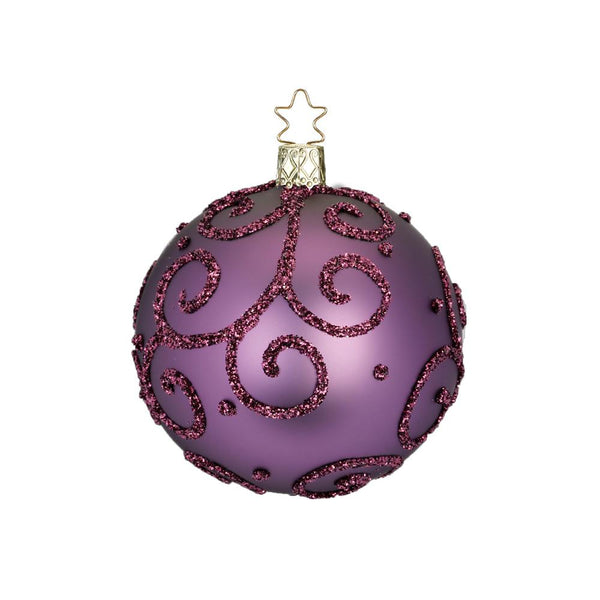 3.2" Aubergine Barocco Ball Ornament by Inge Glas of Germany