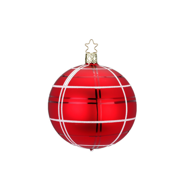 Dressy Check Ball, red, small, by Inge Glas of Germany