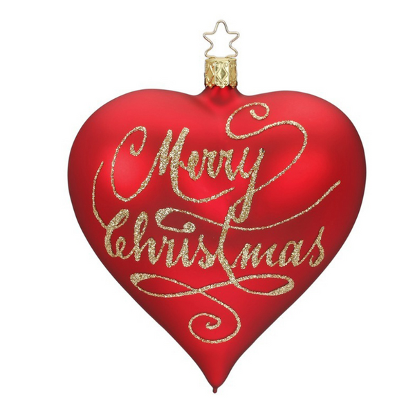 Merry Christmas Heart, red Ornament by Inge Glas of Germany