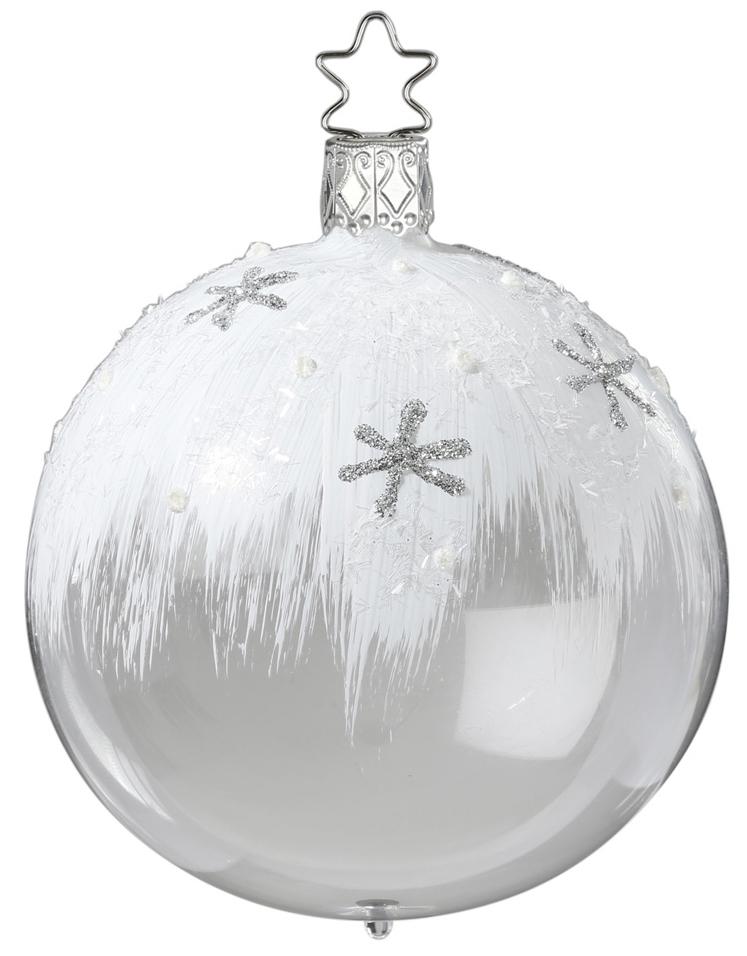 Frozen Star Ball, porcelain white and transparent, 8cm by Inge Glas of Germany