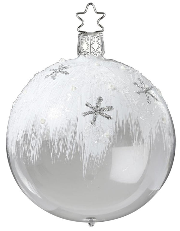 Frozen Star Ball, porcelain white and transparent, 8cm by Inge Glas of Germany