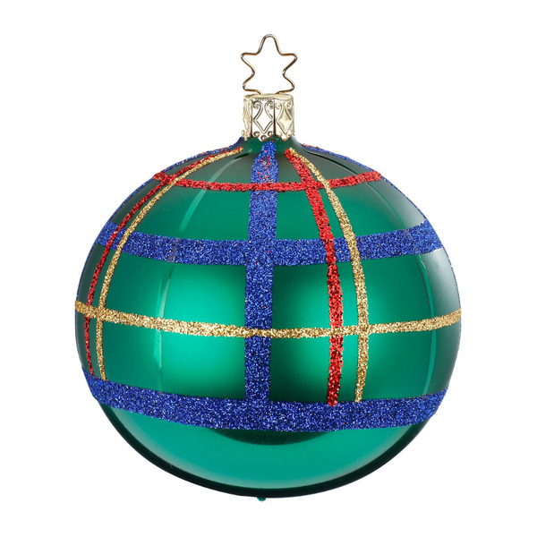 Christmas Check Ball, Green, large by Inge Glas of Germany