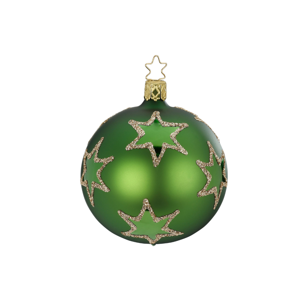 Rising Star Ball, fir green matte, 6cm by Inge Glas of Germany