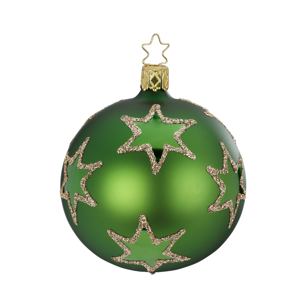 Rising Star Ball, fir green matte, 8cm by Inge Glas of Germany