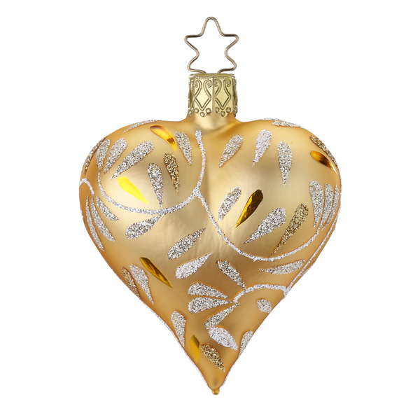 Delights Heart Ornament, Gold by Inge Glas of Germany