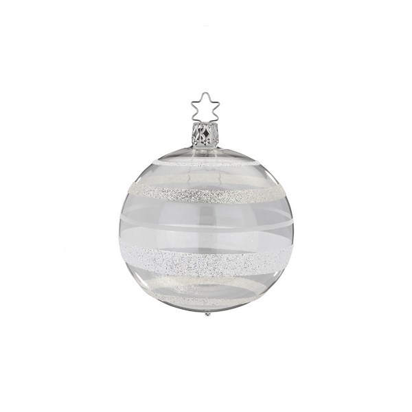 Shimmering Stripes Ball, silver, small by Inge Glas of Germany