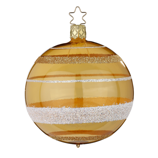 Shimmering Stripes Ball, gold, 10cm by Inge Glas of Germany